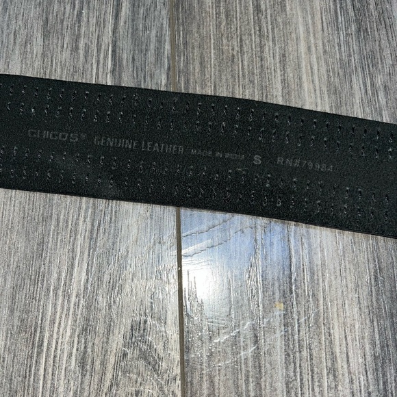 Chico’s black woven thread leather boho 90’s belt silver buckle Size Small - Picture 7 of 12